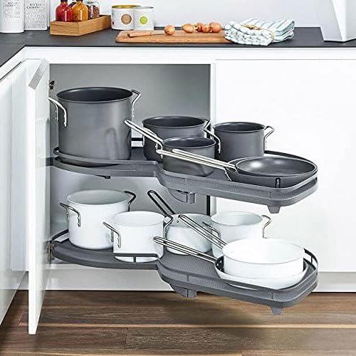 Geeignet for 900-mm-Schränke. 2-lagiges, drehbares, doppellagiges Regal. Schwingschale. Ausziehbarer Korb. Küchenaufbewahrungs-Organizer. Eck-Ausziehkorb. Regal. Fliegende Untertasse. Schrank(Right) von XLANDALYUEFA