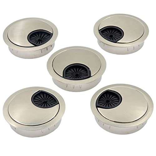 Kabeldurchführung for den Schreibtisch, 5-teilig, 5,1 cm, Kabeldurchführungen for den Schreibtisch, Lochabdeckung for Büro-PC-Schreibtisch, Kabel-Organizer-Abdeckung(Brushed Silver) von XLANDALYUEFA