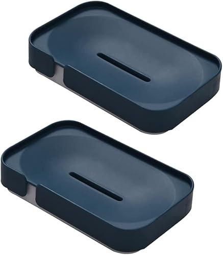 Seifenschale*Seifenbox,Seifenablage,Seifenschalenhalter mit Drainagedesign,Doppelschichtiger Seifensparer,leichte tragbare Seifenbox 5,3x3,4”(Blue X2) von XLANDALYUEFA