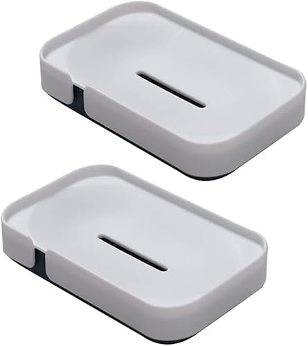 Seifenschale*Seifenbox,Seifenablage,Seifenschalenhalter mit Drainagedesign,Doppelschichtiger Seifensparer,leichte tragbare Seifenbox 5,3x3,4”(White X2) von XLANDALYUEFA