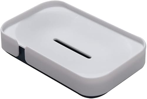 Seifenschale*Seifenbox,Seifenablage,Seifenschalenhalter mit Drainagedesign,Doppelschichtiger Seifensparer,leichte tragbare Seifenbox 5,3x3,4”(Wit) von XLANDALYUEFA