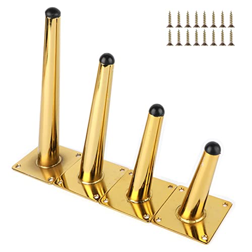 XLANDALYUEFA Möbelfüße, 4er-Pack Metallmöbel-Sofabeine, schräge konische Schrankstützfüße, DIY-Ersatzteile, for Tisch, Bett, Couch, Schrank, Stuhl, Ottomane, Schreibtisch(Gold,10cm/3.94in) von XLANDALYUEFA