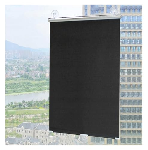 XLANDALYUEFA Saugnapf-Rollos, Verdunkelungsrollos ohne Bohren, Tragbare Fensterrollos, 45x125cm/58x125cm Verdunkelungsvorhänge, Sichtschutz(Black,55x125cm(21.7 * 49.2in)) von XLANDALYUEFA