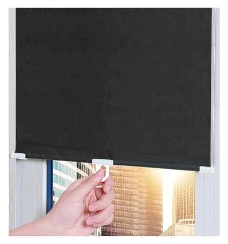 XLANDALYUEFA Saugnapfrollos ohne Bohren, Verdunkelungsrollos for Dachfenster und -türen, einziehbare Balkonrollos, Sichtschutzvorhänge(Black,68x125cm(26.8 * 49.2in)) von XLANDALYUEFA