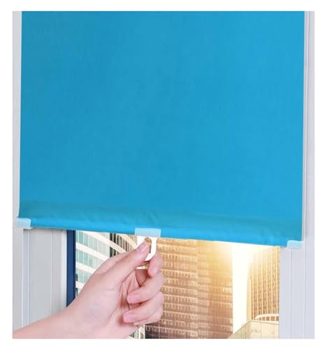 XLANDALYUEFA Saugnapfrollos ohne Bohren, Verdunkelungsrollos for Dachfenster und -türen, einziehbare Balkonrollos, Sichtschutzvorhänge(Blue,55x125cm(21.7 * 49.2in)) von XLANDALYUEFA