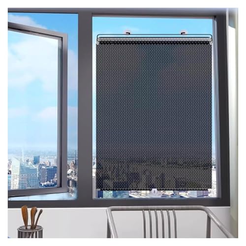 XLANDALYUEFA Sonnenschutz Ohne Bohren, Saugnapf-Rollo Einziehbar Verstellbar Temporär Balkonfenster Tragbarer Sonnenschutz Sichtschutz, for Büro 1 Stück(125 x 68 cm) von XLANDALYUEFA