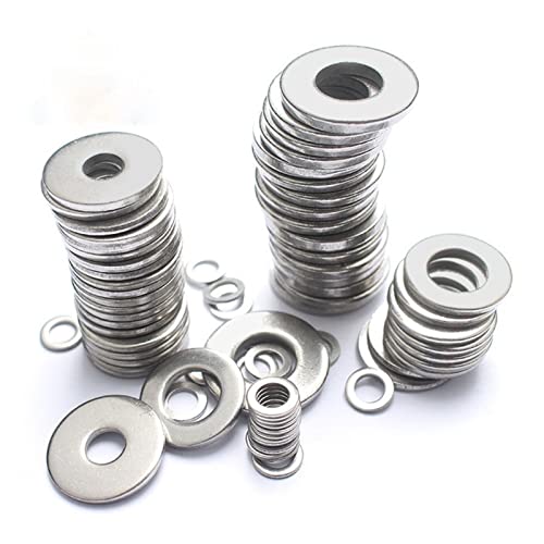 XLANDALYUEFA Unterlegscheiben 50 STÜCKE M1.6 M2 M2.5 M3 M3.5 M4 M5 M6 M8 M10 Dichtung Edelstahlscheibe Verdickte Unterlegscheibe Metallscheibe(M6x12x1.4) von XLANDALYUEFA