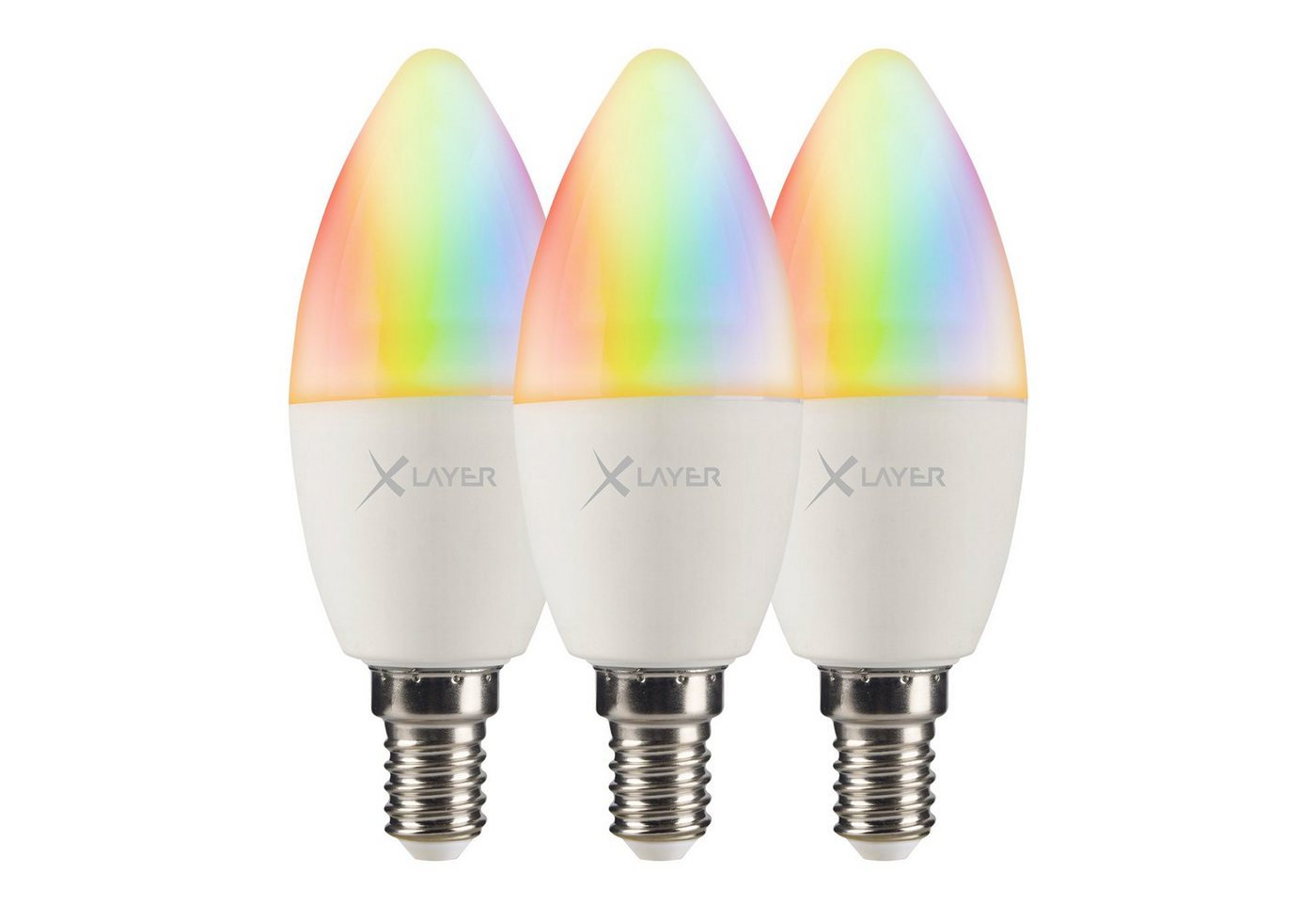 XLAYER Smarte LED-Leuchte WLAN LED Lampe Smart Echo E14 4.5W 3er Pack Mehrfarbig Dimmbar von XLAYER