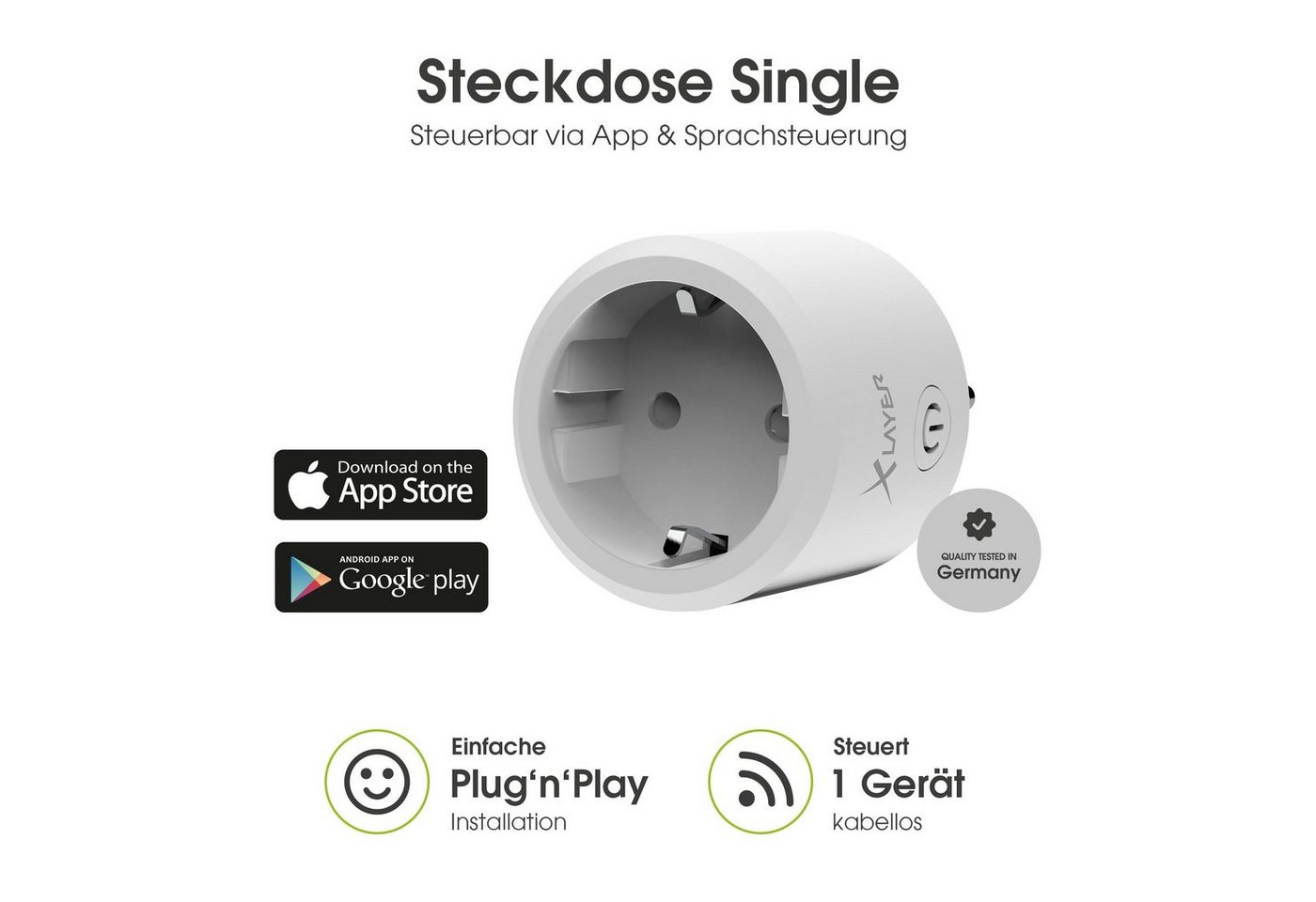 XLAYER WLAN-Steckdose WLAN XLayer Smart Echo Single Weiß von XLAYER