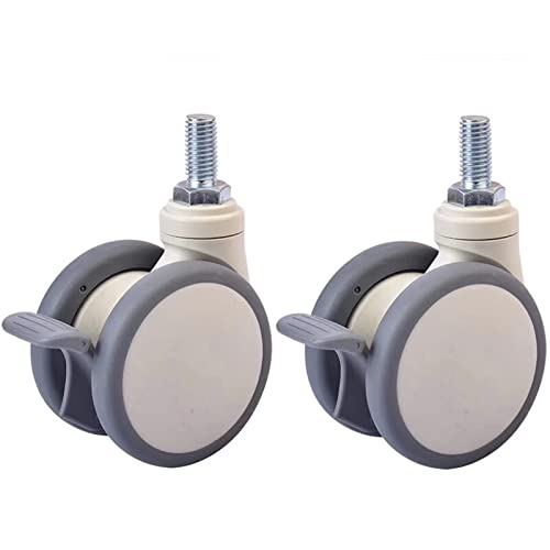 3 zoll Weiß Rad Rollen Weiche Rad Lauffläche M12x25 Schraube Mit Lager Stille 1Pcs(Brake x2) von XLCLLKOC