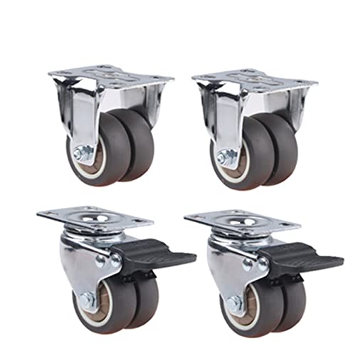 4PCS Lenkrollen Räder 1,5 Zoll 2 Zoll Heavy Duty Soft Rubber Roller Möbel Caster Mit Bremse(Orange,1.5 Inch) von XLCLLKOC