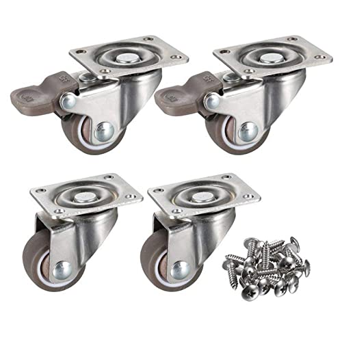 80kg 4Pcs Möbel Rollen Räder Weiche Gummi Swivel Caster Silber Roller for Stuhl Haushalt(Red) von XLCLLKOC