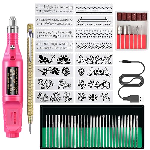 XLENTGEN Elektrischer Gravierstift, 60 Stück Multifunktionswerkzeug Mit Gravurzubehör Mini Gravurwerkzeug DIY Rotationswerkzeug für Holz, Schmuck, Metall, Keramik, Kunststoff, Fingernagel XLENTGEN Elektrischer Gravierstift, 60 Stück Multifunktionswerkzeug Mit Gravurzubehör Mini Gravurwerkzeug DIY Rotationswerkzeug für Holz, Schmuck, Metall, Keramik, Kunststoff, Fingernagel von XLENTGEN