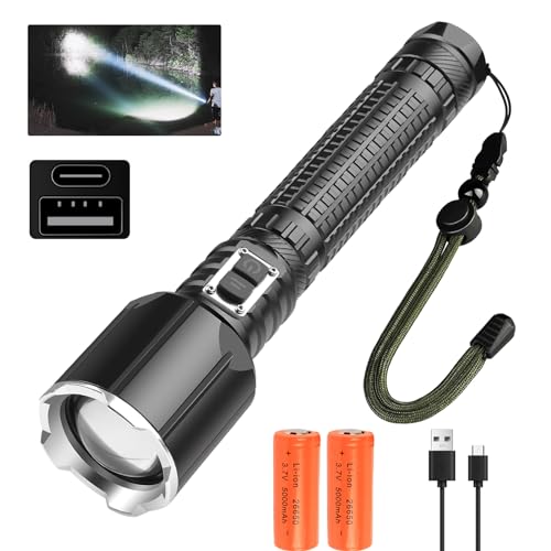 XLENTGEN LED Taschenlampe Extrem Hell 20000 Lumen USB Aufladbar XHP160 LED Taschenlampen mit 5 Modi, IPX5 Wasserdicht Starke Taktische Taschenlampe für Camping, Outdoor, Notfall von XLENTGEN