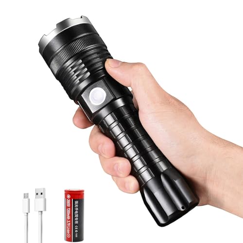 XLENTGEN Taschenlampe LED Aufladbar Extrem Hell 10000 Lumens Taktische Taschenlampe mit 7200 mAh Akku, 5 Modi Taschenlampe Wasserdicht für Outdoor, Camping, Notfall von XLENTGEN