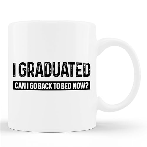 Tasse mit Aufschrift "I Graduated Can I Go Back To Bed Now", 325 ml, Weiß von XLHFCHLX