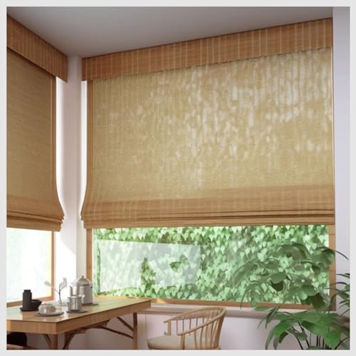 Bambusjalousien, aufrollbare Rollos für Fenster, Terrasse, Durchsichtige Römische Rollos aus Bambus mit Befestigungsmaterial, natürliche Fensterdekorationen, Anpassbar (WxH:100x250cm/39.3x98.4in) von XLHWJCP