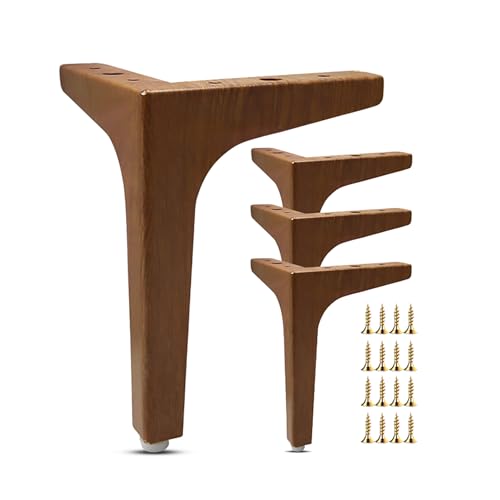 XLHWJCP 4 Stück Metallmöbelbeine, Robuste Sofabeine, Wasserdicht, Rostfrei, Dreieckige DIY-Metallschrankbeine, Sofatischfüße (Walnut,13cm/5.1in) von XLHWJCP