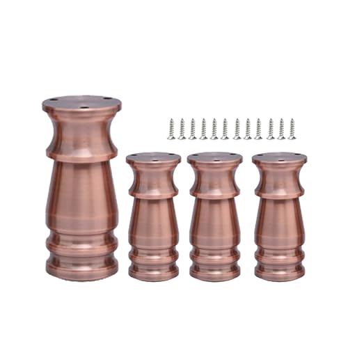 XLHWJCP 4 Stück Verstellbare Möbelbeine aus Aluminiumlegierung, robuste Schrankbeine, Verlängerungsersatzbeine für Couch/Bett/Schreibtisch/Sofa/Tisch/Stuhl/Kommode(gebürstetes Kupfer,8cm / 3,1in) von XLHWJCP