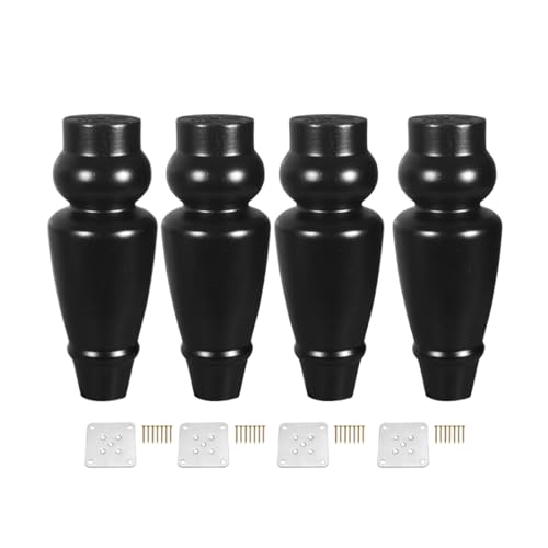 XLHWJCP 4PCS Blcak Massivholz Möbelbeine, Holz Sofa Beine, Ersatz Möbelfüße für Schrank Eitelkeit Couch Kommode (Connector Installation,13cm/5.1in) von XLHWJCP