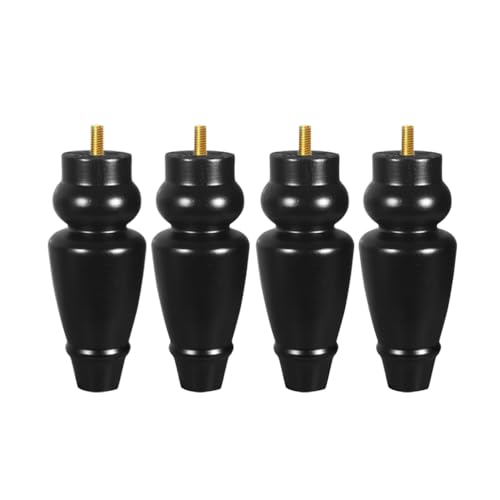 XLHWJCP 4PCS Blcak Massivholz Möbelbeine, Holz Sofa Beine, Ersatz Möbelfüße für Schrank Eitelkeit Couch Kommode (Screw Installation,13cm/5.1in) von XLHWJCP