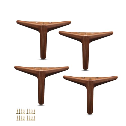 XLHWJCP 4Pack Walnuss Metall Möbel Beine, Modern Style Möbel Füße, DIY Ersatz für TV-Ständer, Sofa, Stuhl, Schrank Schrank (Height:12cm/4.7in) von XLHWJCP