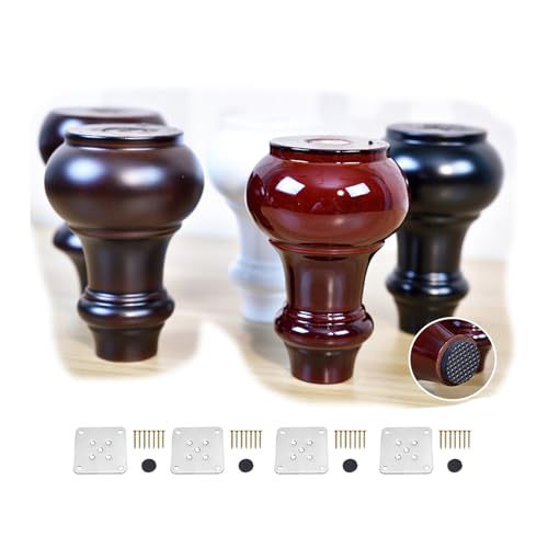 XLHWJCP 4Pcs Möbelbeine, 8cm 10cm 12cm 15cm 18cm hölzerne Sofa Beine, hölzerne Möbel Füße, für Tisch Stuhl Schrank Bett Kommode ersetzen Beine (Weiß,8cm) von XLHWJCP