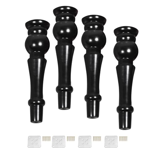 XLHWJCP 4Pcs Schwarze hölzerne Möbelbeine, Sofabeine, Tischbeine Schrankbeine Ottomanbeine Sofabeine Ersatz mit Schrauben für Couch Kommode TV Ständer (28cm) von XLHWJCP