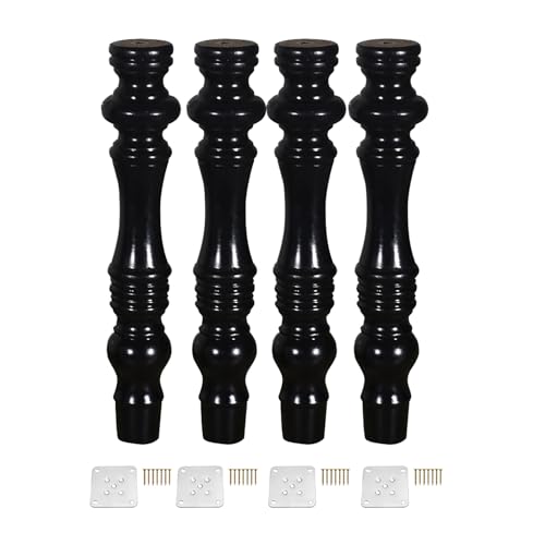 XLHWJCP 4Pcs Schwarze hölzerne Möbelbeine, Sofabeine, Tischbeine Schrankbeine Ottomanbeine Sofabeine Ersatz mit Schrauben für Couch Kommode TV Ständer (30cm) von XLHWJCP