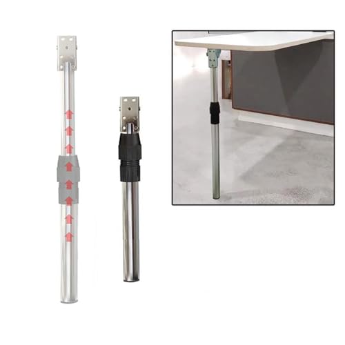 XLHWJCP Tischbeine, Verstellbares Frühstücksbarbein aus Edelstahl, Zusammenklappbare Teleskop-Schreibtischbeine, für Mobiler Esstisch für Wohnmobile, mit Schrauben (2 STÜCKE,Höhe: 48-81cm) von XLHWJCP