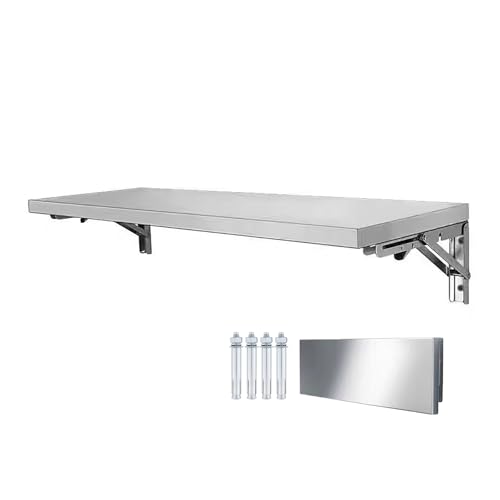XLHWJCP Wandklapptisch, Klapptisch aus Edelstahl mit Regalhalterungen, Wasserdicht und verschleißfest, für kleine Küchen, Badezimmer, Bars und Computertische (Width:35CM,Length:60CM) von XLHWJCP