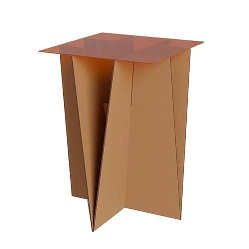 XLIHAWY Beistelltisch Aus Papiermaterial, Klappbarer Papiersäulentisch Mit Acryldeckel, Moderner Nachttisch Für Wohnzimmer Schlafzimmer Büro(48.5x48.5x80cm) von XLIHAWY