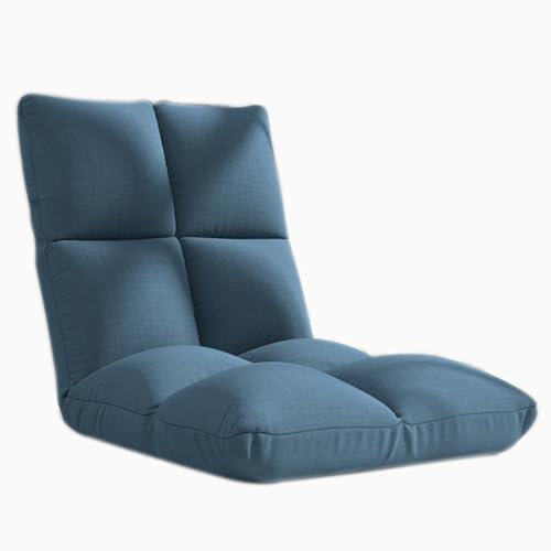 XLIHAWY Bodenstuhl, 6 Winkeleinstellung Liegesessel, Bequeme Rückenstütze Faules Sofa Für Videospiele Lesen, Zuschauen (Farbe : Blue-A, Größe : 20.5x21.65x21.65in) von XLIHAWY