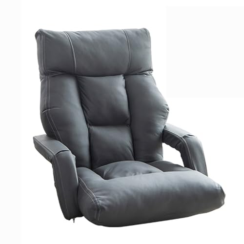 XLIHAWY Bodenstuhl, Faules Sofa Mit Rückenstütze, Klappbare Bodenliege Mit Verstellbaren Armlehnen Für Schlafzimmer Wohnzimmer Balkon, Wasserdicht (Farbe : Grey, Größe : 23.62x20.86x27.55in) von XLIHAWY