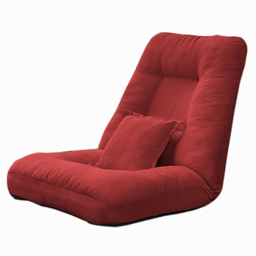 XLIHAWY Bodenstuhl, Klappsofa Einstellbare Positionen, Gepolstertes Lazy Sofa Mit Kissen Rückenstütze, Boden-Gaming-Stuhl Zum Lesen Schlafzimmer (Farbe : Rosso, Größe : 45.66x23.62in) von XLIHAWY