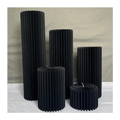 XLIHAWY Faltbare Papiersäulen-Ausstellungssockel-Stände, Runden Hochzeits-Mittelstücke Pappvasenständer, Party-Geburtstag Desserttisch Römische Säule (Farbe : Schwarz, Größe : 11.8in) von XLIHAWY