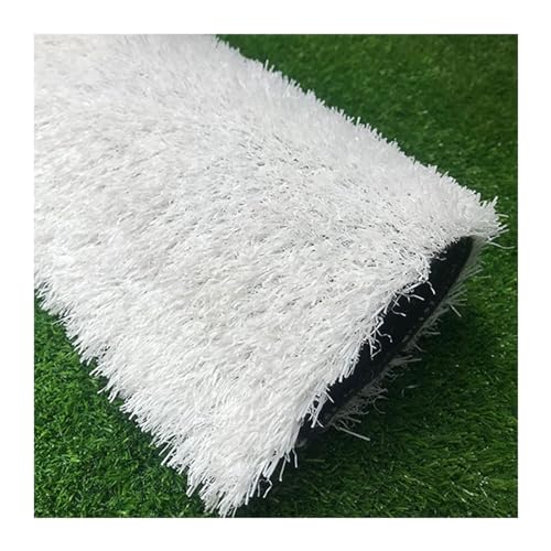 XLIHAWY Kunstrasen, 3 cm dicker synthetischer Kunstrasenteppich, Terrassengras-Türmatte mit Drainagelöchern für Garten, Rasen, Landschaft (Farbe: Weiß, Größe: 1 x 0,5 m) von XLIHAWY