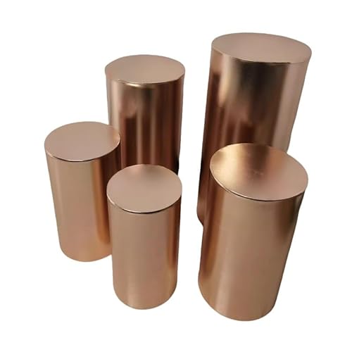 XLIHAWY Sockel Stand Zylinder Ständer Für Party, Set Von 5 Nesting Display Zylinder Tische Für Parteien Hochzeit Wohnzimmer Patio Dekor(Gold-A) von XLIHAWY
