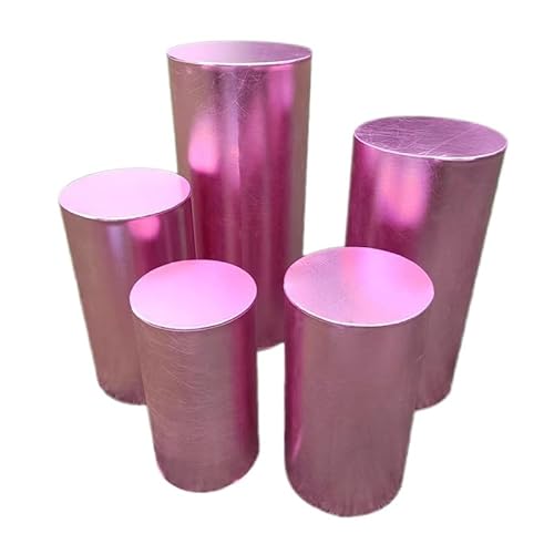 XLIHAWY Sockel Stand Zylinder Ständer Für Party, Set Von 5 Nesting Display Zylinder Tische Für Parteien Hochzeit Wohnzimmer Patio Dekor(Rosa) von XLIHAWY