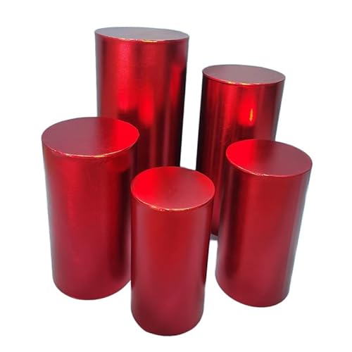 XLIHAWY Sockel Stand Zylinder Ständer Für Party, Set Von 5 Nesting Display Zylinder Tische Für Parteien Hochzeit Wohnzimmer Patio Dekor(Rosso) von XLIHAWY