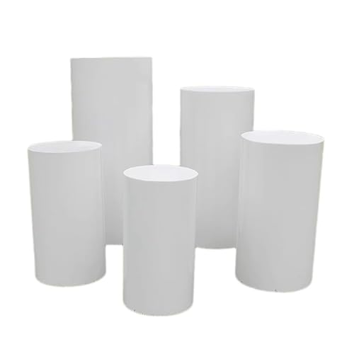 XLIHAWY Sockel Stand Zylinder Ständer Für Party, Set Von 5 Nesting Display Zylinder Tische Für Parteien Hochzeit Wohnzimmer Patio Dekor(Weiß) von XLIHAWY