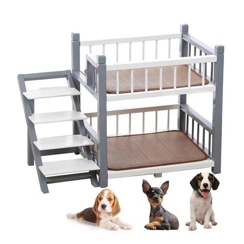 Hundebett Hunde-Etagenbett, klein, abnehmbares Doppellagiges Haustierbett mit Treppe für kleine, mittelgroße und große Hunde (S, M, L, XL) Hundehütte von XLJLKJDS