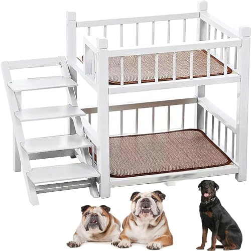 Hundebett Hunde-Etagenbett, klein, abnehmbares Doppellagiges Haustierbett mit Treppe für kleine, mittelgroße und große Hunde (S, M, L, XL) Hundehütte von XLJLKJDS