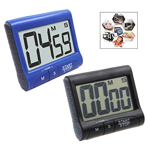 XLKJ 2 Stücke Digitaler Küchentimer, Eieruhr Kitchen Timer mit lautem Alarmring, Stoppuhr, Große LCD Anzeige Count Up Down Timer XLKJ 2 Stücke Digitaler Küchentimer, Eieruhr Kitchen Timer mit lautem Alarmring, Stoppuhr, Große LCD Anzeige Count Up Down Timer von XLKJ
