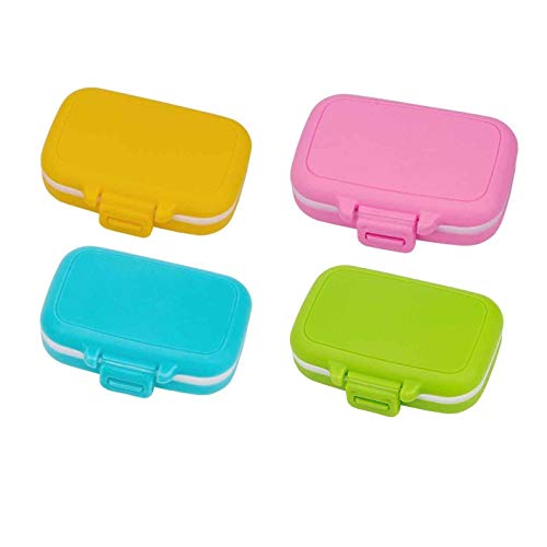 XLKJ 4 Stücke Pillenbox 3 Fächer Pillendose Klein Tablettenbox,Vitamin Tablettendose/Medikamentenbox für Reise & täglichen Gebrauch, 4 Farben von XLKJ