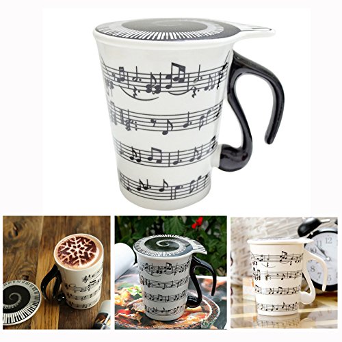 XLKJ Kreativ Keramik Tassen,Musik Mug Musik Becher mit Deckel,Geschenk für Geburtstag von XLKJ