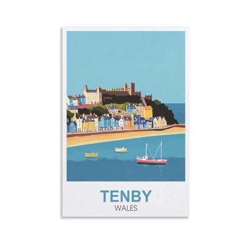 XLLYXYGJQ Tenby Wales Vintage-Reiseposter, 40 x 60 cm, Leinwand-Kunstdruck, Kunstwerk, Gemälde, Bild für Heimdekoration, Wohnzimmer, Büro, Schlafzimmer XLLYXYGJQ Tenby Wales Vintage-Reiseposter, 40 x 60 cm, Leinwand-Kunstdruck, Kunstwerk, Gemälde, Bild für Heimdekoration, Wohnzimmer, Büro, Schlafzimmer von XLLYXYGJQ