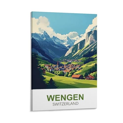 XLLYXYGJQ Wengen Schweiz Vintage-Reiseposter, 40 x 60 cm, Leinwand-Kunstdruck, Kunstwerk, Gemälde, Bild für Heimdekoration, Wohnzimmer, Büro, Schlafzimmer XLLYXYGJQ Wengen Schweiz Vintage-Reiseposter, 40 x 60 cm, Leinwand-Kunstdruck, Kunstwerk, Gemälde, Bild für Heimdekoration, Wohnzimmer, Büro, Schlafzimmer von XLLYXYGJQ