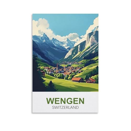 XLLYXYGJQ Wengen Schweiz Vintage-Reiseposter, 60 x 90 cm, Leinwand-Kunstdruck, Kunstwerk, Gemälde, Bild für Heimdekoration, Wohnzimmer, Büro, Schlafzimmer XLLYXYGJQ Wengen Schweiz Vintage-Reiseposter, 60 x 90 cm, Leinwand-Kunstdruck, Kunstwerk, Gemälde, Bild für Heimdekoration, Wohnzimmer, Büro, Schlafzimmer von XLLYXYGJQ