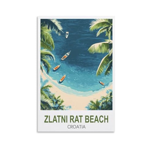 XLLYXYGJQ Zlatni Rattenstrand, Kroatien, Vintage-Reiseposter, 60 x 90 cm, Leinwand-Kunstdruck, Kunstwerk, Gemälde, Bild für Heimdekoration, Wohnzimmer, Büro, Schlafzimmer XLLYXYGJQ Zlatni Rattenstrand, Kroatien, Vintage-Reiseposter, 60 x 90 cm, Leinwand-Kunstdruck, Kunstwerk, Gemälde, Bild für Heimdekoration, Wohnzimmer, Büro, Schlafzimmer von XLLYXYGJQ